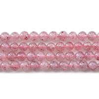 Jordgubbs Kvarts Bead, Rund, naturlig, Grade AAAA, 7mm, 55PC/Strand, Såld Per Ca 15 inch Strand