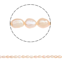 Barokní kultivované sladkovodní perle, Sladkovodní Pearl, Baroko, přírodní, růžový, 6-7mm, Otvor:Cca 0.8mm, Prodáno za Cca 15 inch Strand