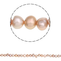 Barokní kultivované sladkovodní perle, Sladkovodní Pearl, Baroko, přírodní, růžový, 7-8mm, Otvor:Cca 0.8mm, Prodáno za Cca 14.5 inch Strand