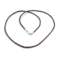 Módní náhrdelník kabel, Spun Silk, sterling silver Karabinky, hnědý, 1.50mm, Délka 16.5 inch, 10přediva/Lot, Prodáno By Lot