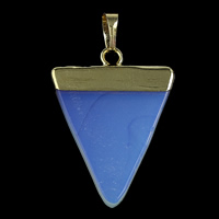 Sea Opal vedhæng, med Messing, Triangle, guldfarve belagt, nikkel, bly & cadmium fri, 25x35x4mm, Hole:Ca. 5x7mm, 10pc'er/Bag, Solgt af Bag