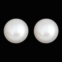 Half Vrtané kultivované sladkovodní perle, Sladkovodní Pearl, Kupole, přírodní, half-vrtané, bílý, 4.5-5mm, Otvor:Cca 0.8mm, Prodáno By Pair