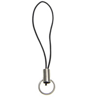 Cell Phone Strap Lariat, Nylon Koord, platinum plated, zwart, nikkel, lood en cadmium vrij, 8x0.6mm,0.8mm, Lengte Ca 2.1 inch, 1000strengen/Lot, Verkocht door Lot