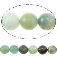 Perles amazonite, Rond, facettes, couleurs mélangées, 10mm, Trou:Environ 1mm, Longueur Environ 15 pouce, 5Strandstoron/lot, Environ 36PC/brin, Vendu par lot