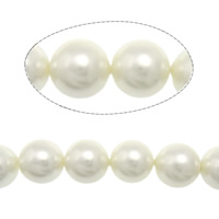 South Sea Shell Kralen, Ronde, wit, 14mm, Gat:Ca 1mm, 29pC's/Strand, Per verkocht 16 inch Strand