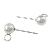 Roestvrij staal Earring bericht, 316 Roestvrij staal, Ronde, met lus, oorspronkelijke kleur, 14x3mm, 0.7mm, Verkocht door PC