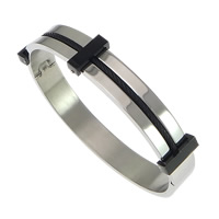 Rozsdamentes acél bangle, Stainless Steel, galvanizált, kétszínű, 10mm, Belső átmérő:Kb 61x55mm, Hossz Kb 7.5 inch, Által értékesített PC