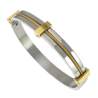 Roestvrij staal armbanden, plated, two tone, 8mm, Binnendiameter:Ca 63x52mm, Lengte Ca 7 inch, Verkocht door PC