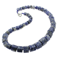 Tache bleue collier, Alliage de zinc fermoir homard, pilier, naturel, 9-16mm, Vendu par Environ 18.5 pouce brin