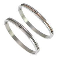 Rozsdamentes acél bangle, Stainless Steel, galvanizált, több színt a választás, 5.50mm, Belső átmérő:Kb 59x52mm, Hossz Kb 7 inch, Által értékesített PC