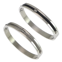 Rozsdamentes acél bangle, Stainless Steel, galvanizált, több színt a választás, 8mm, Belső átmérő:Kb 61x55mm, Hossz Kb 7.5 inch, Által értékesített PC