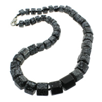 Pahuljica Obsidian Ogrlica, cink legura jastog kopča, Kolona, prirodan, 9-16mm, Prodano Per Približno 18.5 inčni Strand