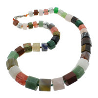 Gemstone smykker halskæde, Ædelsten, zinklegering karabinlås, Kolonne, naturlig, 9-16mm, Solgt Per Ca. 18.5 inch Strand