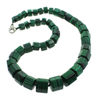 malachite collana, lega di zinco laccetto, Colonna, sintetico, 9-16mm, Venduto per Appross. 18.5 pollice filo