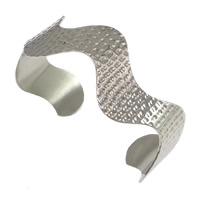 Nerez Cuff náramek, tloukl, Původní barva, 14mm, Vnitřní průměr:Cca 62x51mm, Délka Cca 7 inch, Prodáno By PC