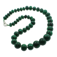 Malachite collier, Alliage de zinc fermoir homard, rondelle, synthétique, 10-18mm, Vendu par Environ 18 pouce brin