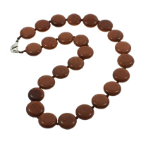 Goldstone Halsband, zinklegering Karbinlås, Flat Round, naturlig, 16x6.5mm, Såld Per 17 inch Strand