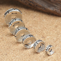 Ταϊλάνδη Sterling Silver Spacer Χάντρα, Flat Γύρος, διαφορετικό μέγεθος για την επιλογή, Sold Με Παρτίδα