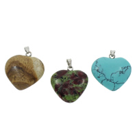 Gemstone Pendants Jewelry with brass bail natural mixed  Approx Sold By Box