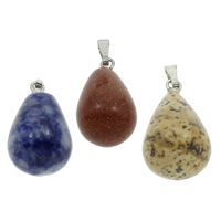 Gemstone Pendants Jewelry with brass bail natural mixed Approx Sold By Box