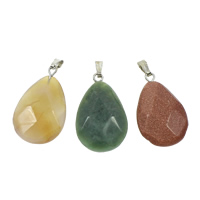 Gemstone Pendants Jewelry with brass bail natural mixed  Approx Sold By Box