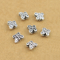 Abalorios de Plata Bali, Tailandia, Mariposa, 5x6x2.50mm, agujero:aproximado 1-2mm, 60PCs/Grupo, Vendido por Grupo