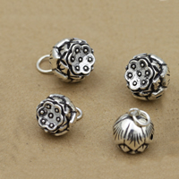 An Téalainn Sterling Silver Pendants, Lotus Seedpod, méid éagsúla do rogha, Poll:Thart 1-3mm, 5ríomhairí pearsanta/Lot, Díolta De réir Lot