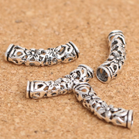 タイ銀 カーブチューブビーズ, チューブ形, くり抜き, 18x4mm, 穴:約 2mm, 30パソコン/ロト, 売り手 ロト