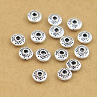 Ταϊλάνδη Sterling Silver Spacer Χάντρα, Flat Γύρος, 6.5x3mm, Τρύπα:Περίπου 2mm, 50PCs/Παρτίδα, Sold Με Παρτίδα