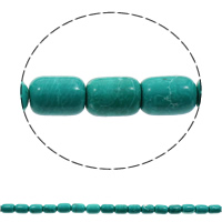 Turquoise Kralen, Synthetische Turquoise, Kolom, blauw, 10x14mm, Gat:Ca 1mm, Ca 28pC's/Strand, Per verkocht Ca 15.3 inch Strand