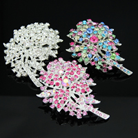 Rhinestone Brooch Zinc Alloy Flower plated with rhinestone nickel lead & cadmium free Sold By Bag