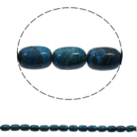 Geverfd Marmer Kraal, Kolom, blauw, 10x15mm, Gat:Ca 1mm, Ca 28pC's/Strand, Per verkocht Ca 15.7 inch Strand