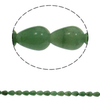 Grøn aventurin Bead, Teardrop, naturlig, 10x14mm, Hole:Ca. 1mm, 28pc'er/Strand, Solgt Per Ca. 15.7 inch Strand