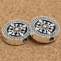 Thailand Sterling Silver Pärlor, Flat Round, ihålig, 14x4mm, Hål:Ca 2mm, 10PC/Lot, Säljs av Lot