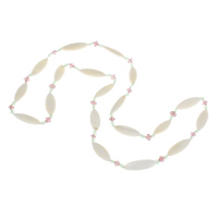 Shell Halsband, med Kristall, Oval, vit, 16x26mm, Såld Per 30 inch Strand