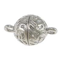 Sinc Alloy Clasp maighnéadach, Babhta, dath platanam plátáilte, 1/1 lúb, nicil, luaidhe & caidmiam saor in aisce, 20.50x12mm, Poll:Thart 2mm, 100ríomhairí pearsanta/Lot, Díolta De réir Lot