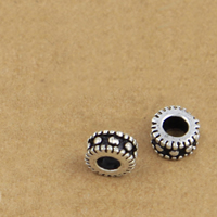 Thailand Sterling Sølv Perler, Rondelle, 6.7x3.6mm, Hole:Ca. 2.8mm, 50pc'er/Lot, Solgt af Lot