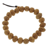 Rosario al polso, Rudraksha, with corda elastica in nylon, buddista gioielli, giallo, 13x10mm-15x11mm, Lunghezza Appross. 7.5 pollice, 20Strandstrefolo/borsa, 22PC/filo, Venduto da borsa