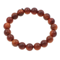 Poignet Mala, foudre Jujube, Rond, bijoux bouddhiste, rouge, 10mm, Longueur Environ 7.5 pouce, 6Strandstoron/sac, 19PC/brin, Vendu par sac