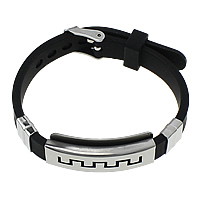 
Herren Armband, Edelstahl, mit Silikon, einstellbar, schwarz, 38x15x6.5mm, 9x11x5mm, 10mm, verkauft per ca. 9 ZollInch Strang