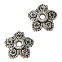 Lo zinco in lega tallone Cap, lega in zinco, Fiore, placcato argento antico, assenza di nichel,piombo&cadmio, 8x8x0.50mm, Foro:Appross. 1mm, 3500PC/lotto, Venduto da lotto