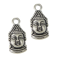 coirníní Buddhist, Sinc Alloy, Buddha, dath airgid antique plátáilte, nicil, luaidhe & caidmiam saor in aisce, 7.50x16x4mm, Poll:Thart 2mm, 500ríomhairí pearsanta/Lot, Díolta De réir Lot