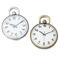 Zinc Alloy Clock Pendler, Ur, forgyldt, emalje, flere farver til valg, nikkel, bly & cadmium fri, 20x26x3mm, Hole:Ca. 5x2mm, 2Tasker/Lot, 5pc'er/Bag, Solgt af Lot