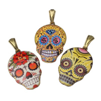 Zinc Alloy Animal Pendants Skull plated  & enamel nickel lead & cadmium free  Sold By Lot