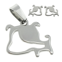 Roestvrij staal sieraden sets, hanger & oorbel, Hond, oorspronkelijke kleur, 21x18x1.5mm, 9x7.5x11mm, Gat:Ca 4.5x7mm, Verkocht door Stel