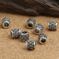 Thailand Sterling Sølv Perler, Drum, hule, 6x6mm, Hole:Ca. 3mm, 35pc'er/Lot, Solgt af Lot