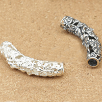 925 Sterling Sølv buede rør perler, Tube, forgyldt, hule, flere farver til valg, 43x11mm, Hole:Ca. 7mm, 2pc'er/Lot, Solgt af Lot