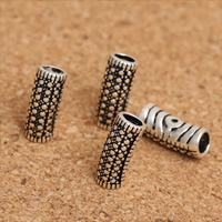 Thailand Sterling Sølv buede rør perler, Tube, 12x5mm, Hole:Ca. 3mm, 20pc'er/Lot, Solgt af Lot