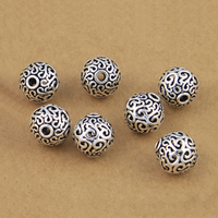 Bali Sterling Silber Perlen, Thailand, rund, hohl, 12mm, Bohrung:ca. 2.3mm, 10PCs/Menge, verkauft von Menge