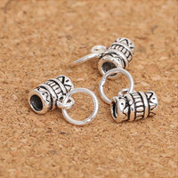 Thailand Sterling Silver Bail Bead, Kolom, 7x4mm, Gat:Ca 2mm,1-3mm, 30pC's/Lot, Verkocht door Lot